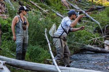 Erica and Morgan flyfishing