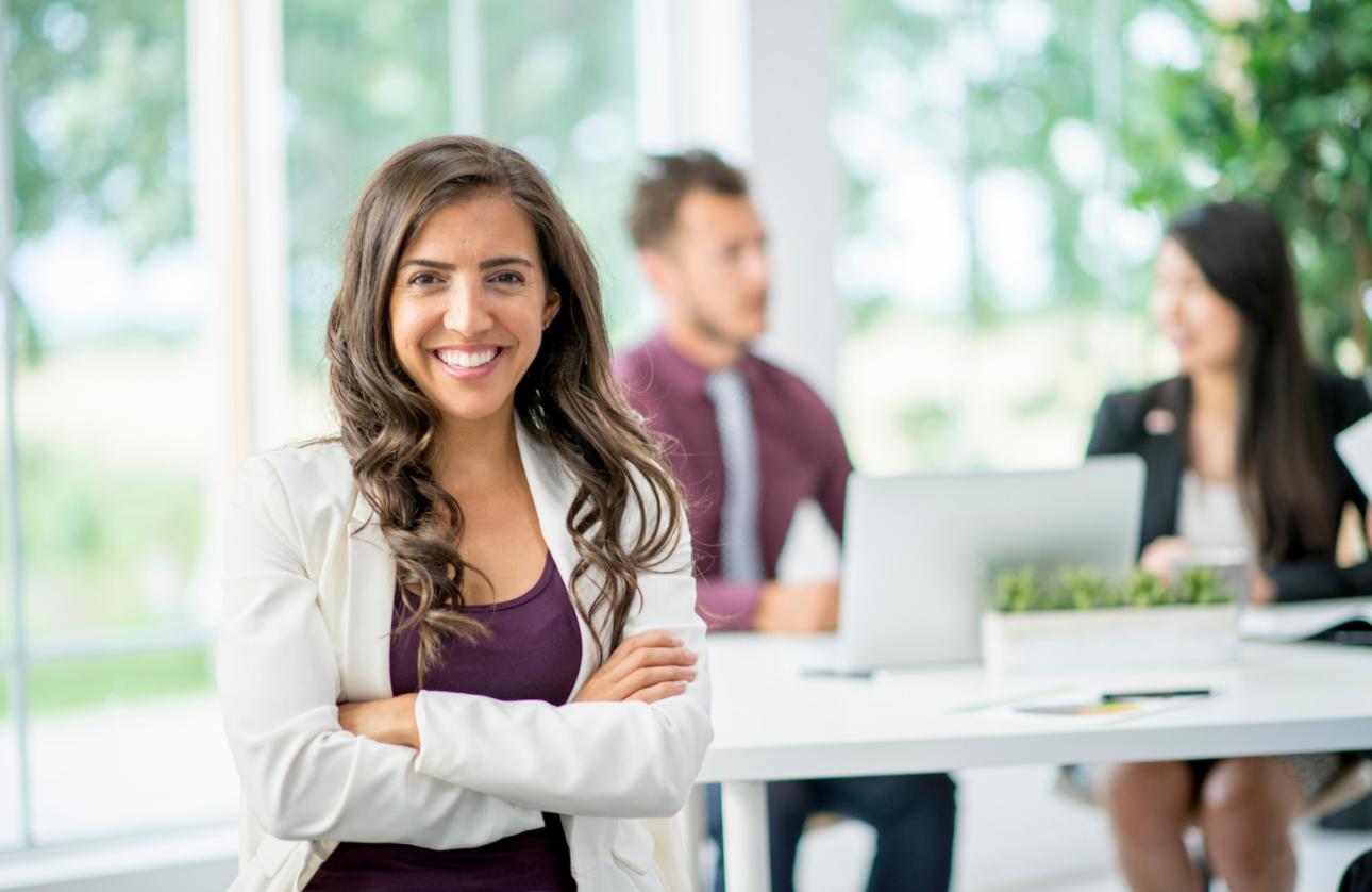 Woman standing at work. 